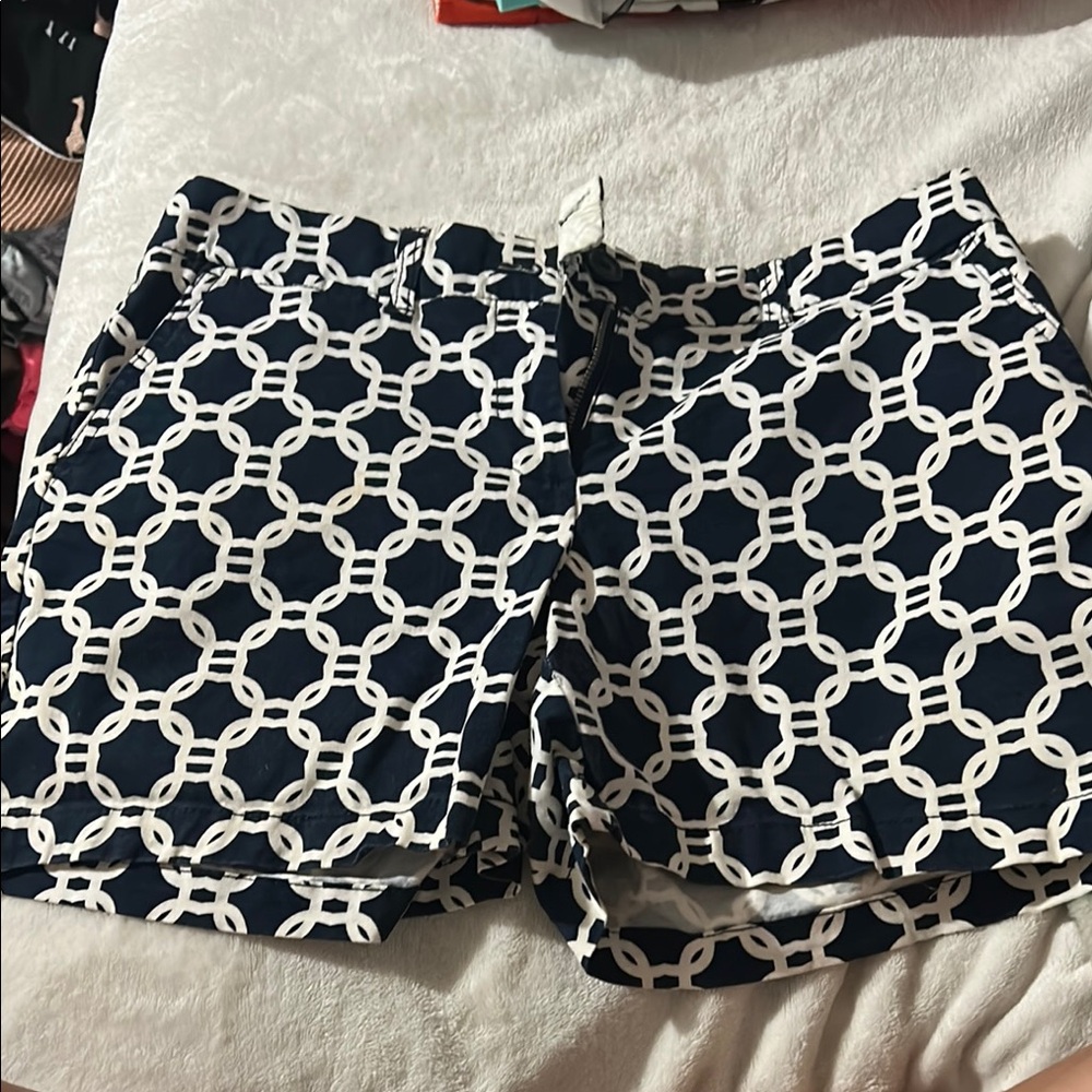 Crown & Ivy Navy and White Geometric Women Shorts